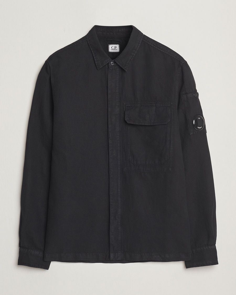 Herr | Overshirts | C.P. Company | Broken Linen/Cotton Overshirt Black