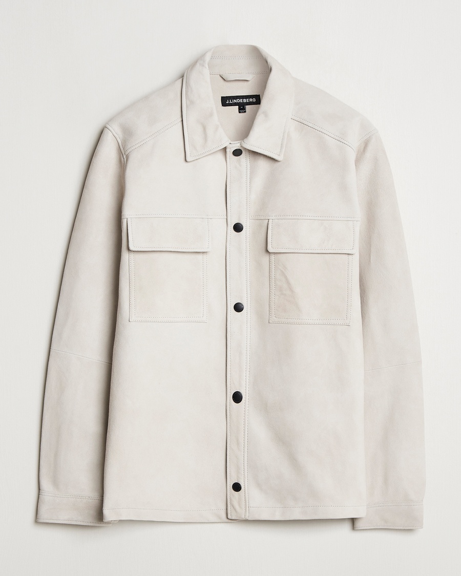 Herr | Overshirts | J.Lindeberg | Wilden Suede Overshirt Moonbeam