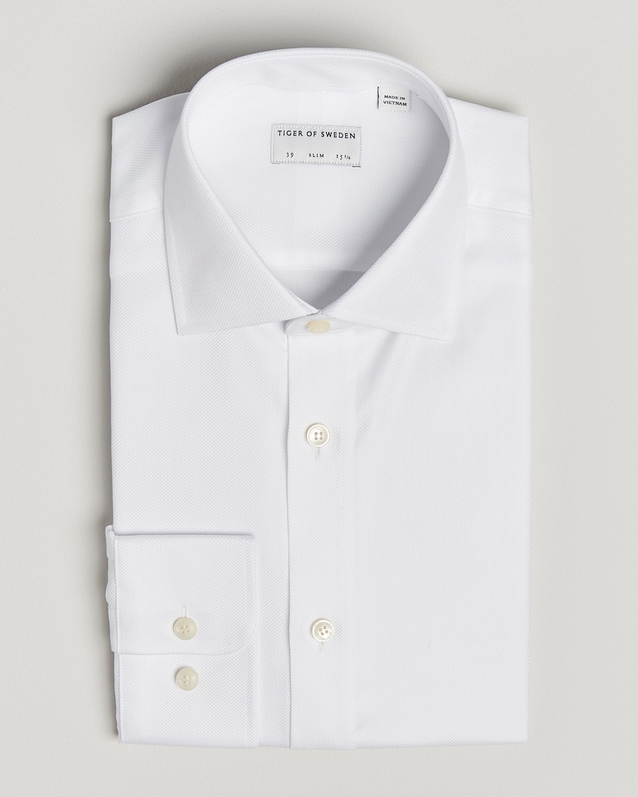 Herr | | Tiger of Sweden | Adley Structured Slim Fit Cut Away Shirt White