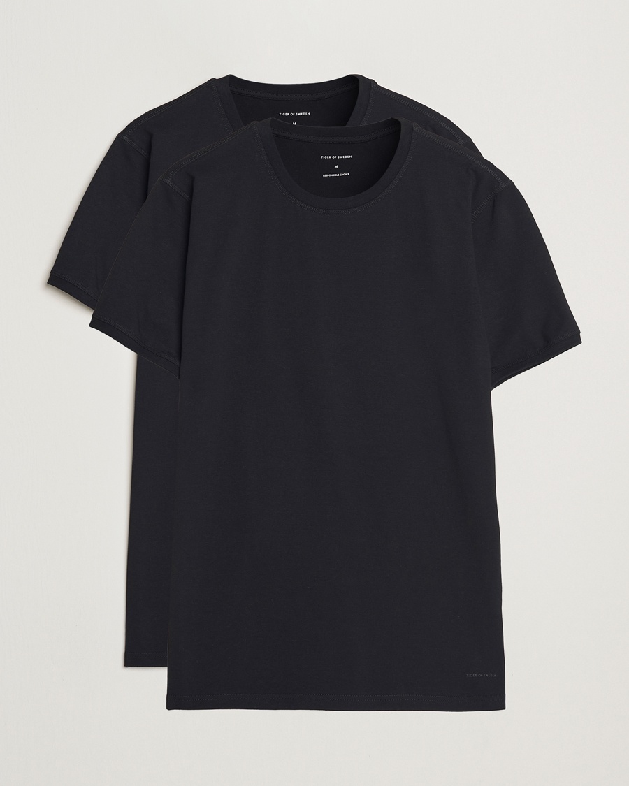 Herr | T-Shirts | Tiger of Sweden | Heimdal 2-Pack Crew Neck T-Shirt Black