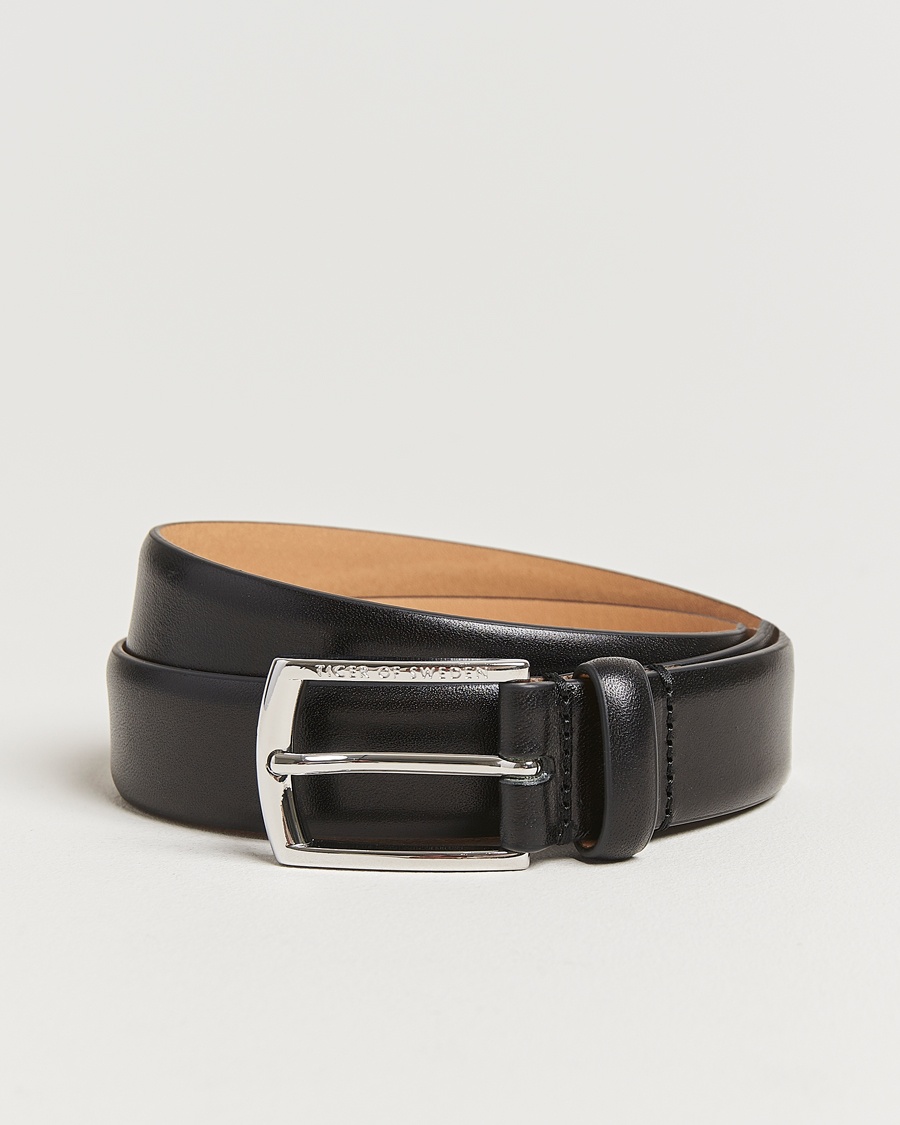 Tiger of Sweden Asenby Leather 3 cm Belt Black – Svart