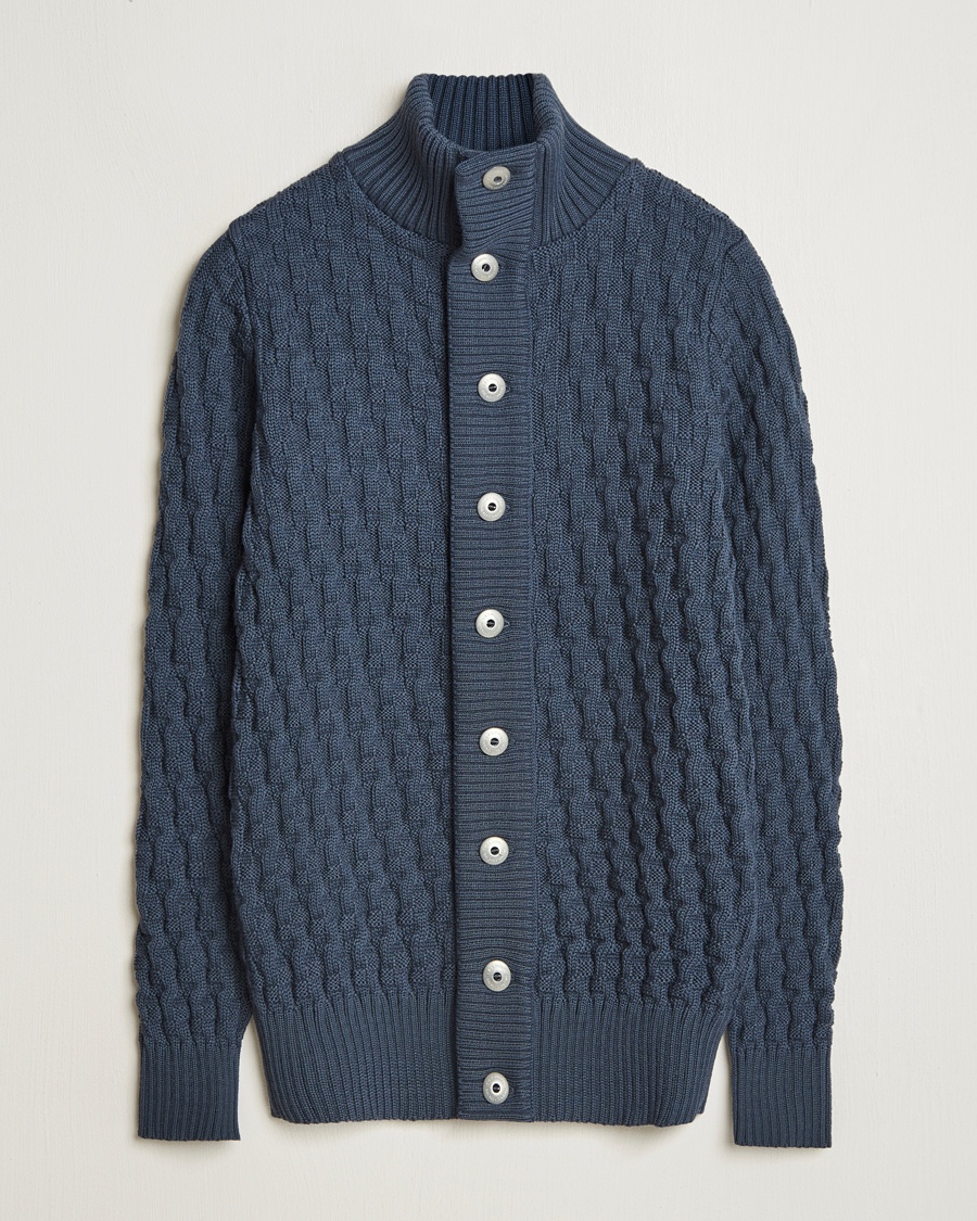 Herr | Cardigans | S.N.S. Herning | Stark Cable Cardigan Faded Mineral Blue