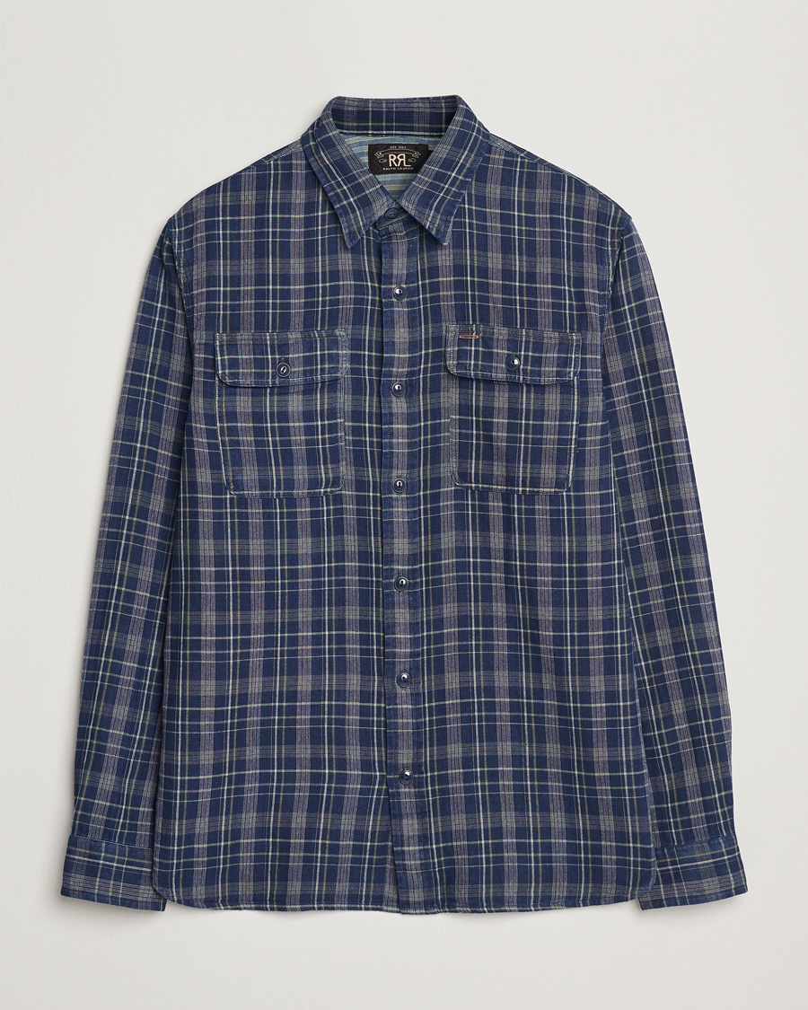 Herr | Casualskjortor | RRL | Matlock Double Pocket Shirt Indigo Plaid