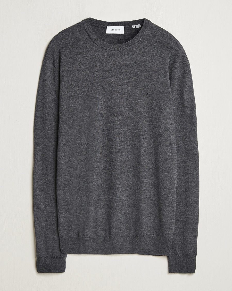 Herr | LES DEUX | LES DEUX | Greyson Merino Knit Dark Grey Melange
