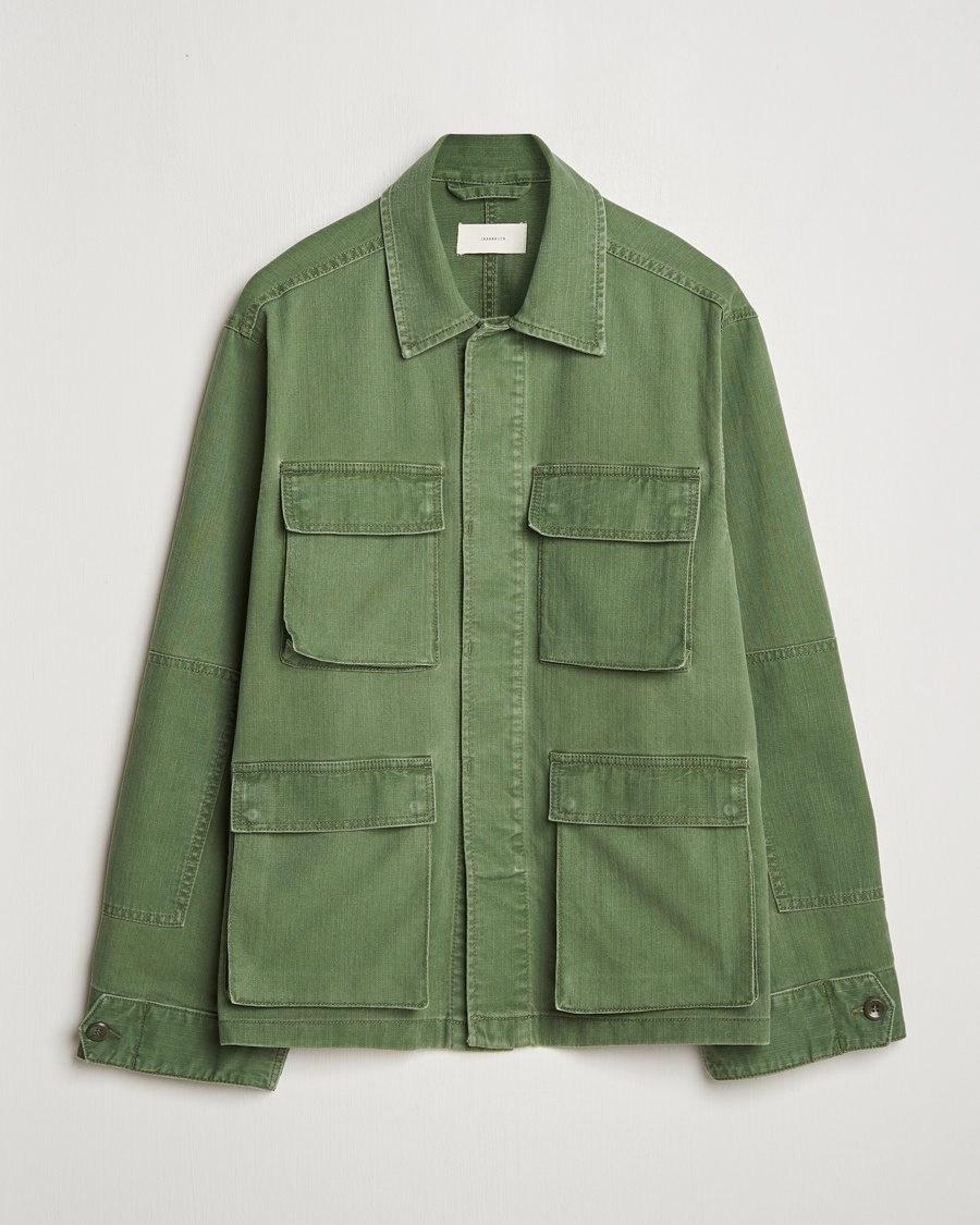 Herr | Skjortjackor | Jeanerica | Luc Herringbone Overshirt Chevron Green