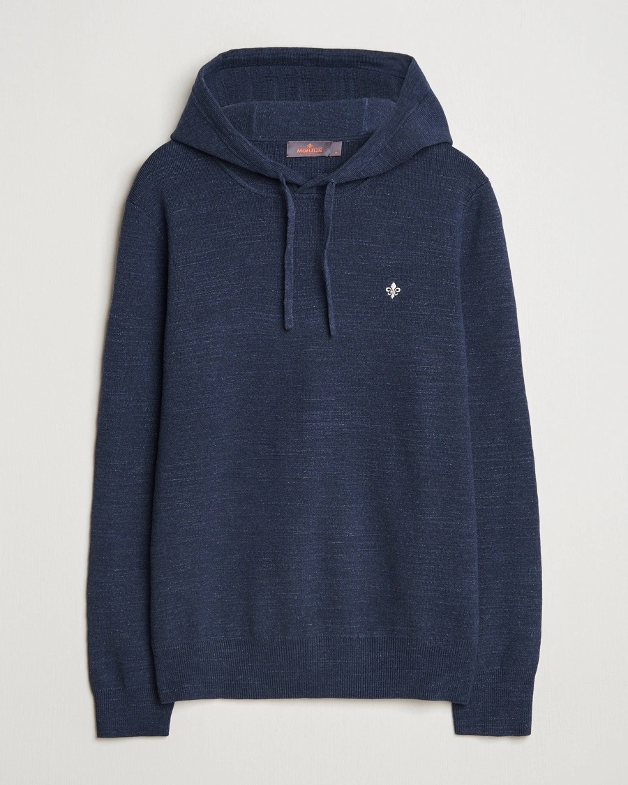 Herr | Huvtröjor | Morris | Ramdall Knitted Cotton Hoodie Navy