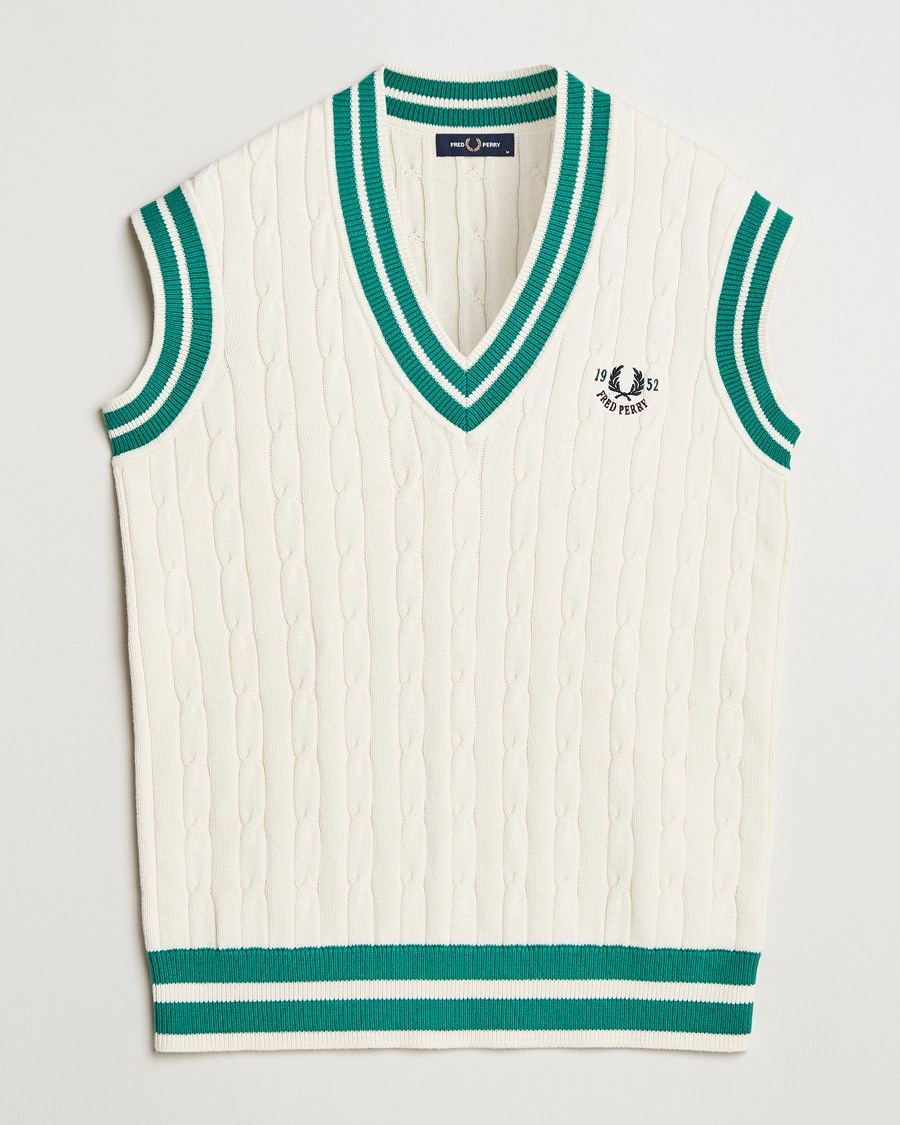 Herr | Fred Perry | Fred Perry | Cable Knitted Tennis Vest Ecru