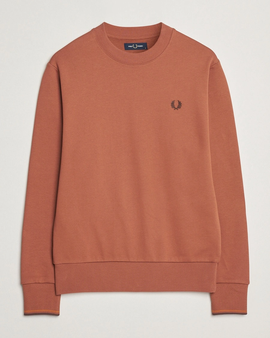 Herr | Fred Perry | Fred Perry | Crew Neck Sweatshirt Cinnamon Brown