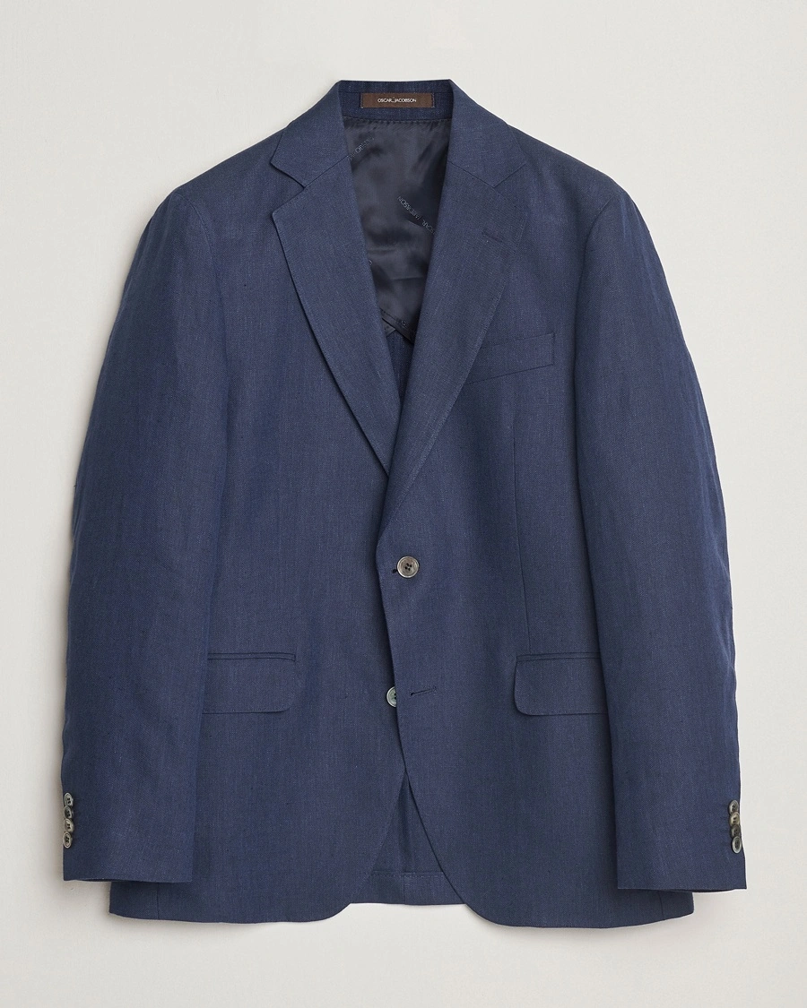 Herr | | Oscar Jacobson | Ferry Soft Linen Blazer Navy