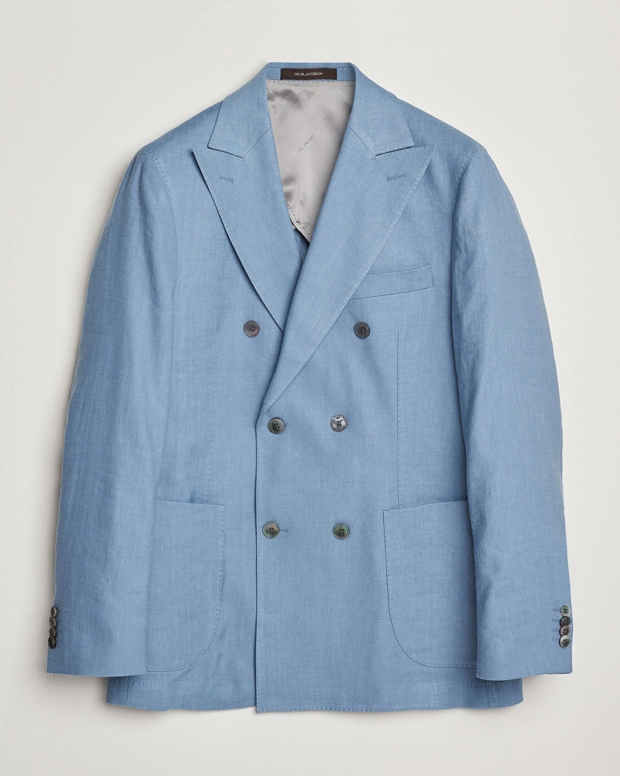 Herr | Oscar Jacobson | Oscar Jacobson | Farris Patch Soft DB Linen Blazer Light Blue