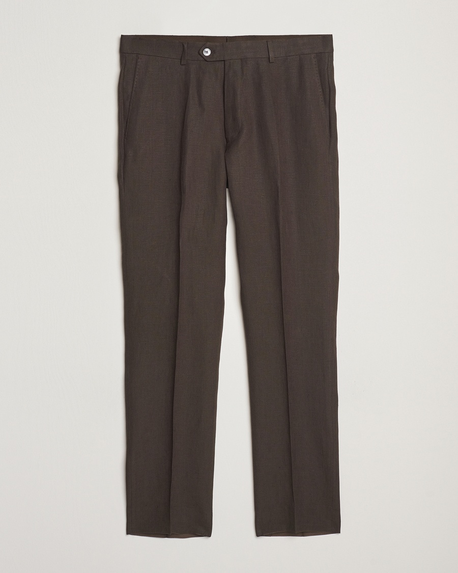 Herr | Kläder | Oscar Jacobson | Dandy Linen Trousers Brown