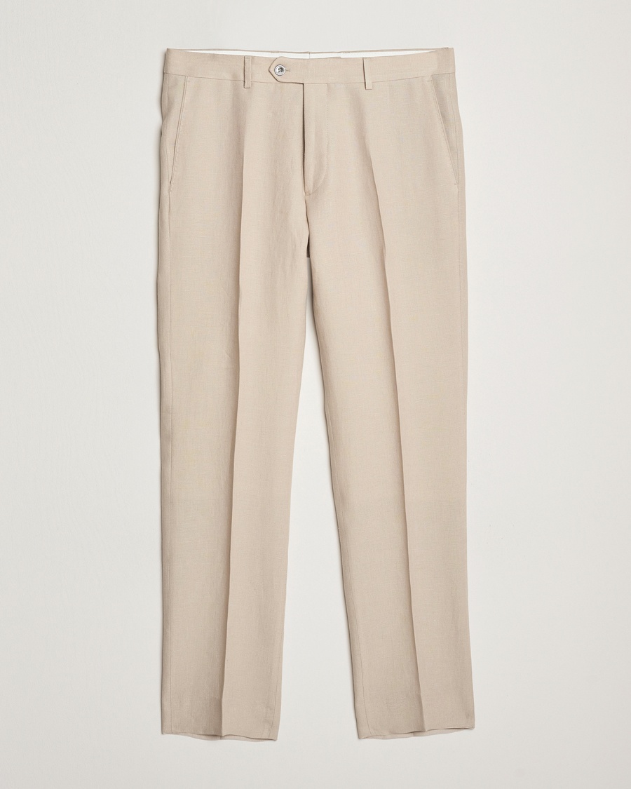 Herr | Kläder | Oscar Jacobson | Dandy Linen Trousers Beige