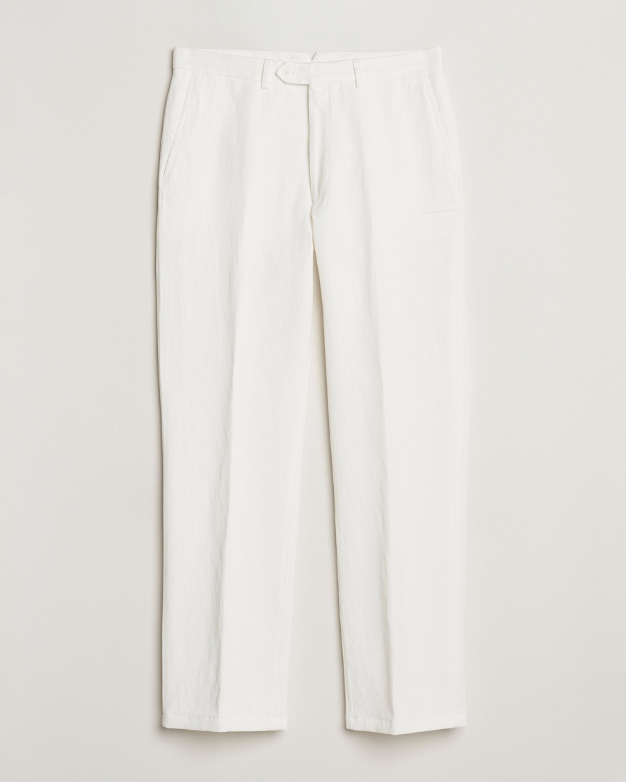 Herr | Kläder | Oscar Jacobson | Del Cotton/Linen Trousers White