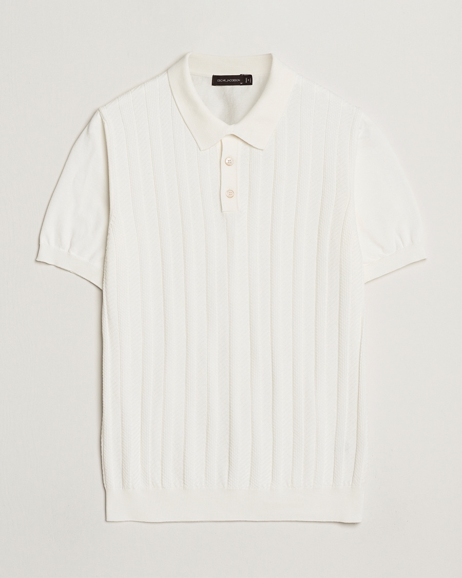 Oscar Jacobson Barto Structured Cotton Polo Snow White – Vit