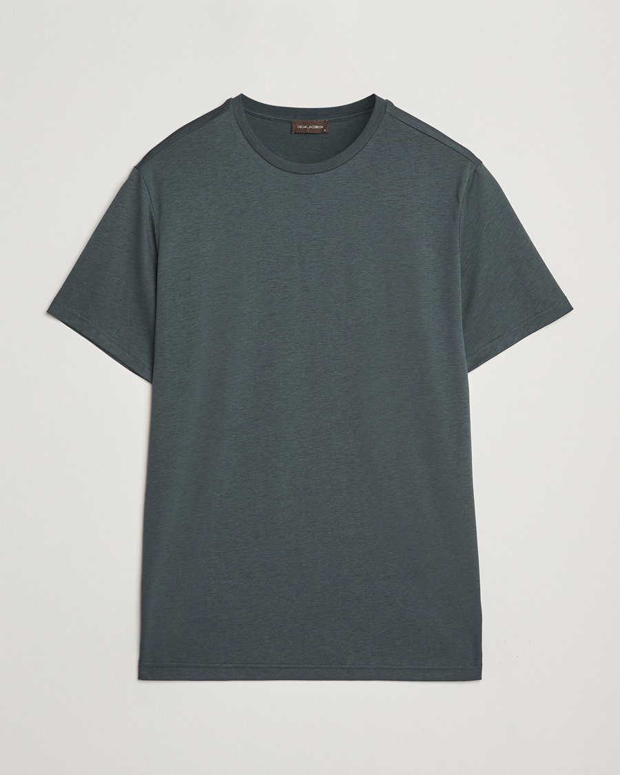 Herr | | Oscar Jacobson | Kim Cotton/Tencel T-Shirt Deep Green