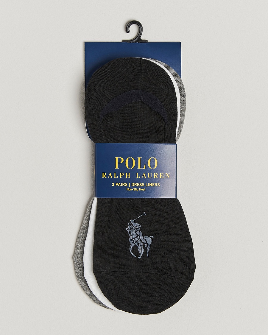Polo Ralph Lauren 3-Pack No Show Big Pony Pony Socks Black/White/Grey – Flerfärgad