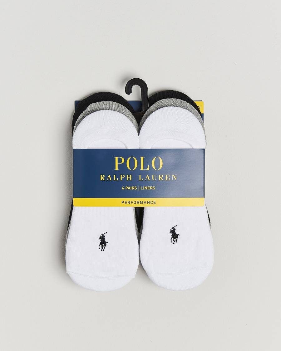 Polo Ralph Lauren 6-Pack No Show Big Pony Pony Socks Black/White/Grey – Flerfärgad