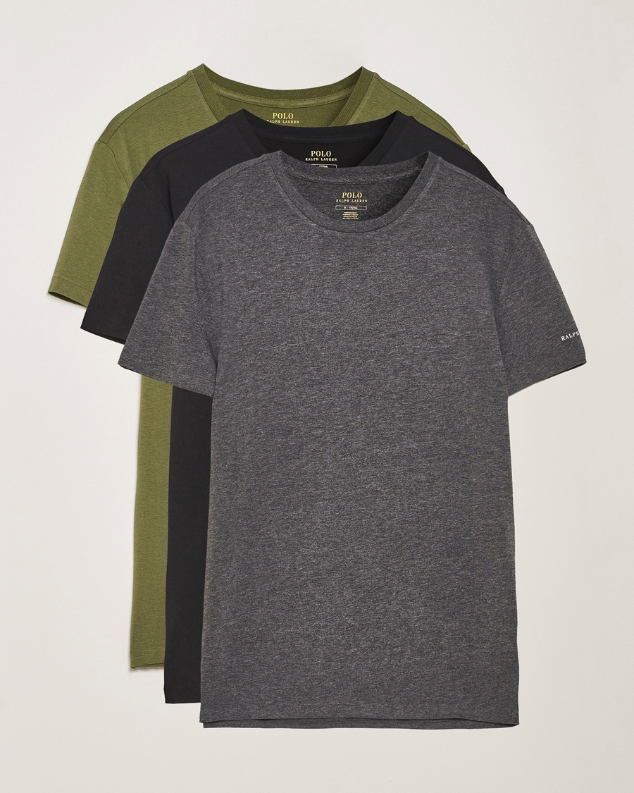 Herr | T-Shirts | Polo Ralph Lauren | 3-Pack Crew Neck T-Shirt Black/Green/Grey