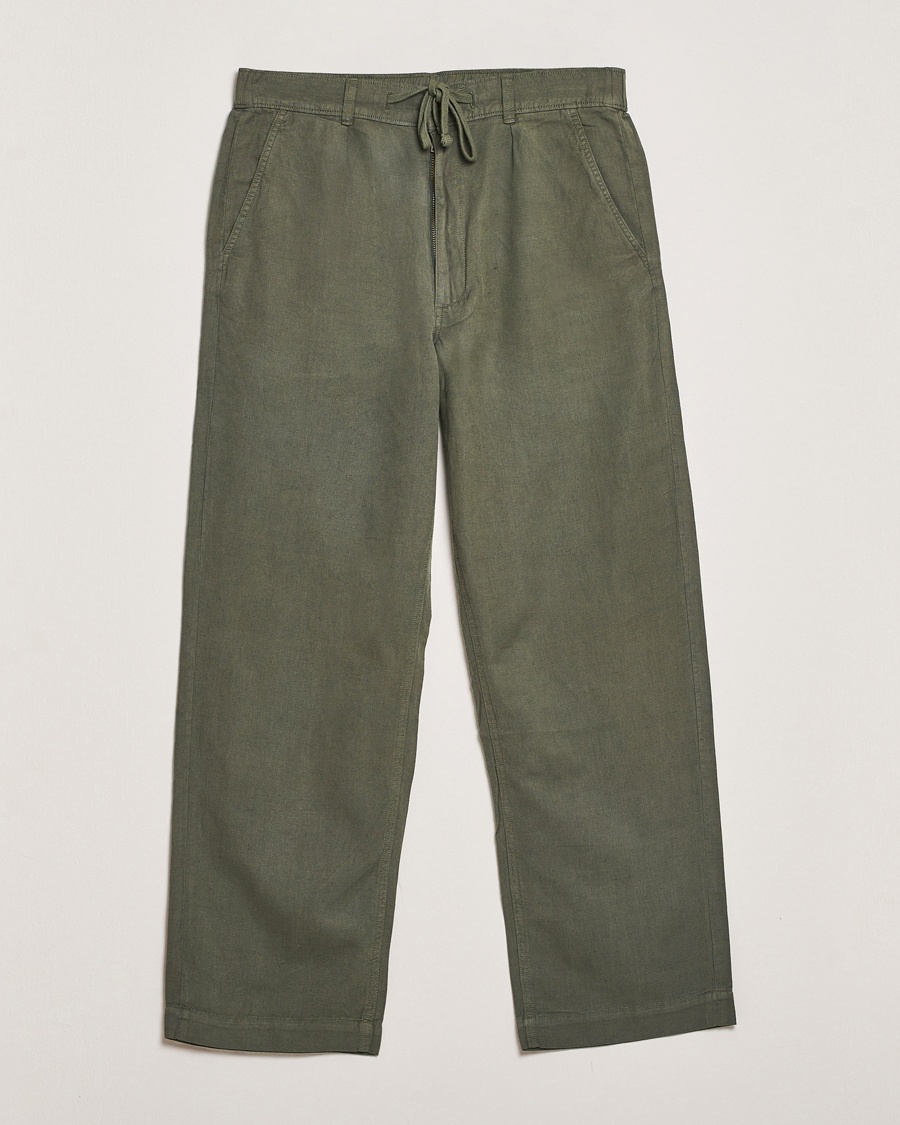 Herr | Linnebyxor | Polo Ralph Lauren | Pleated Cotton Linen Pants New Olive