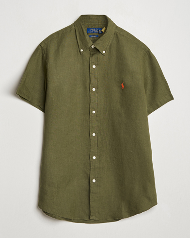  Short Sleeve Linen Shirt New Olive