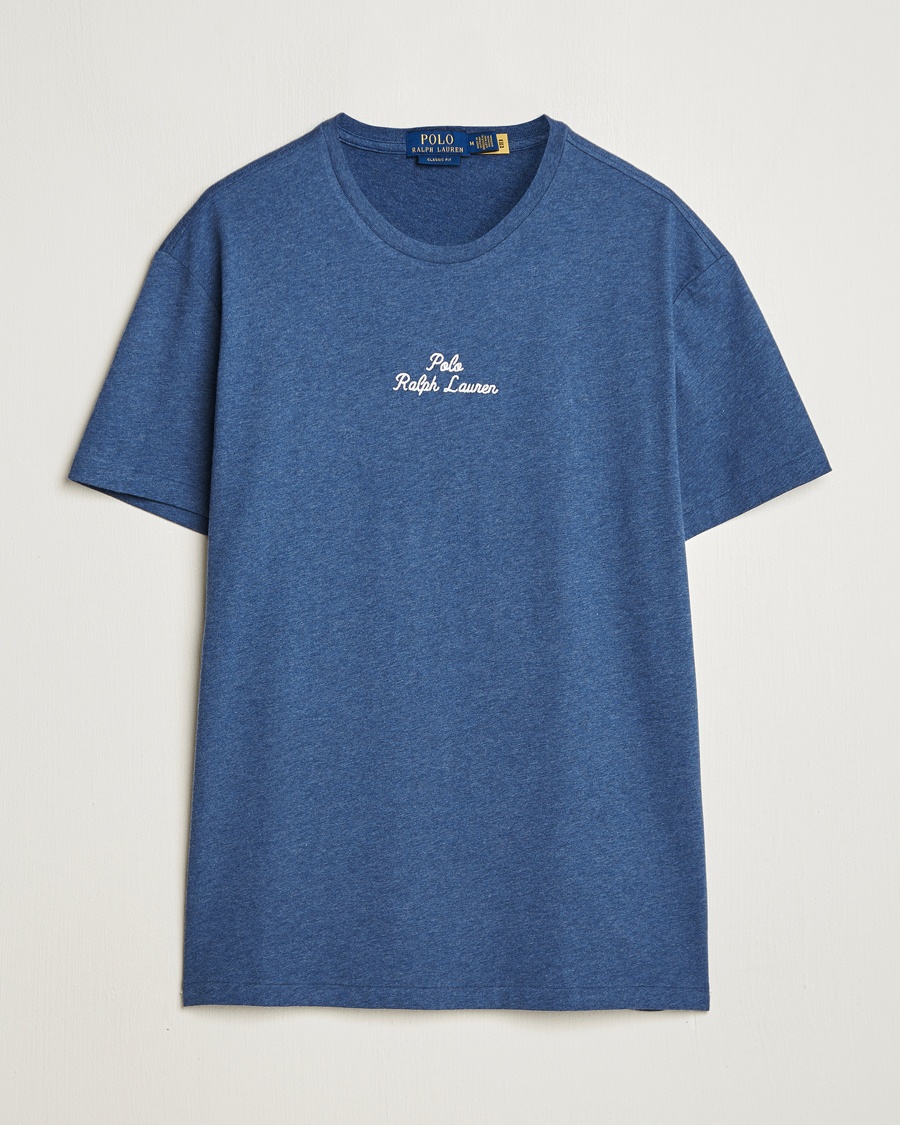 Herr | Tillfälligt säsongserbjudande | Polo Ralph Lauren | Center Logo Crew Neck T-Shirt Derby Blue Heather
