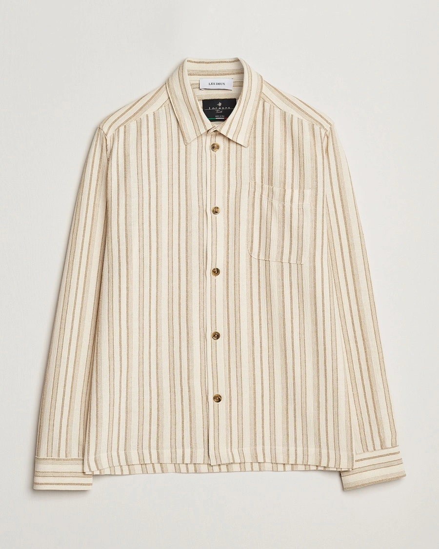 Herr | LES DEUX | LES DEUX | Shane Stripe Cotton Overshirt Ivory
