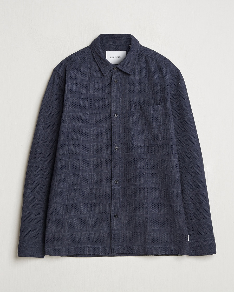 Herr | LES DEUX | LES DEUX | Charlie Long Sleeve Knitted Shirt Navy
