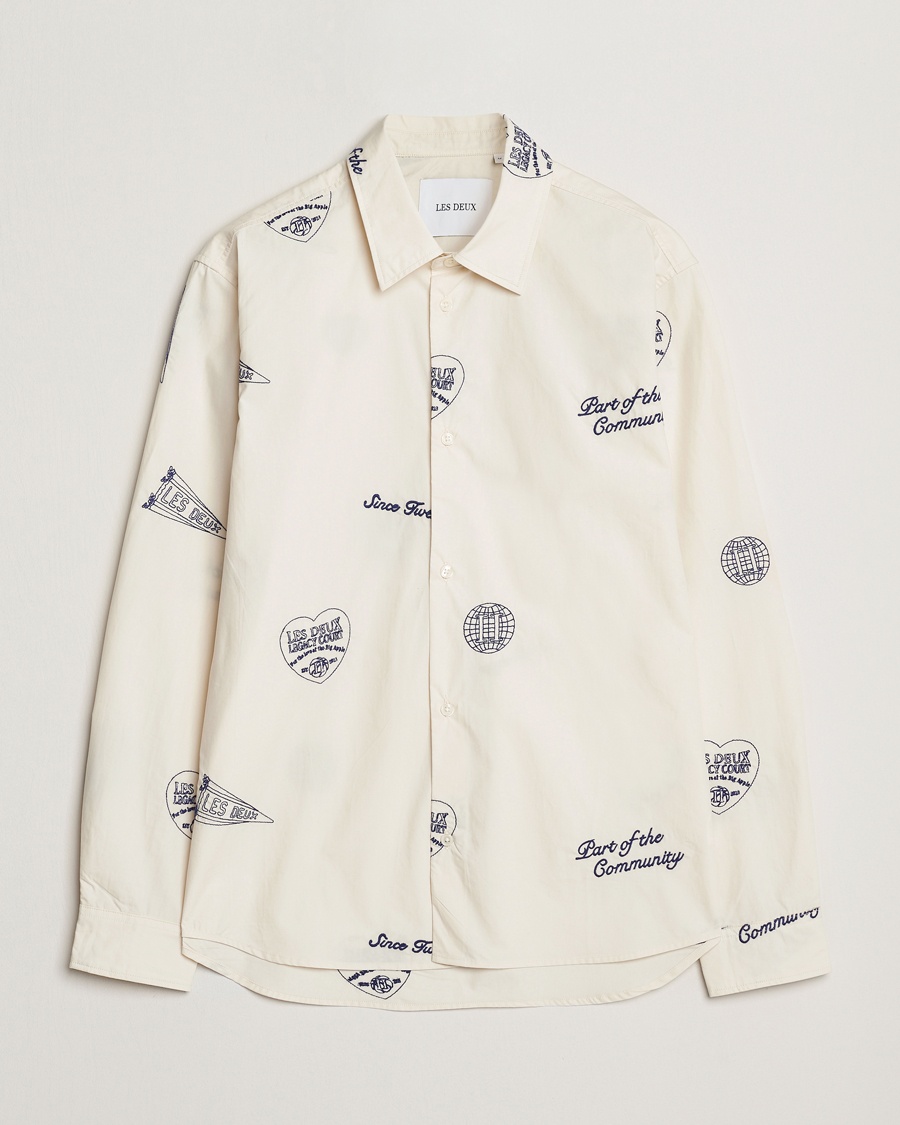 Herr | LES DEUX | LES DEUX | Kalen All Over Embroidery Shirt Ivory