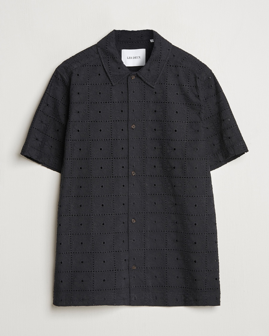 Herr | LES DEUX | LES DEUX | Hector Anglaise Short Sleeve Shirt Black