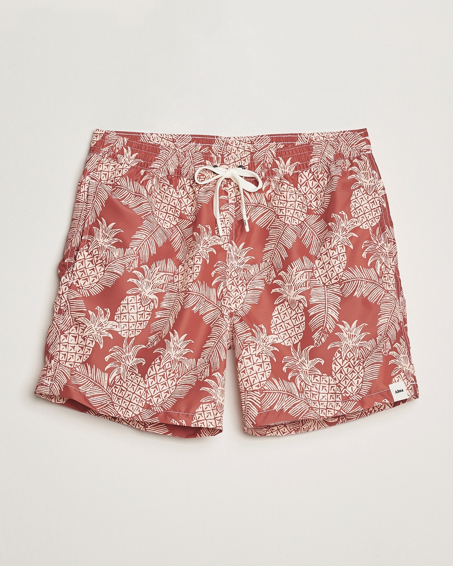 Herr | Badbyxor | Altea | Printed Swim Shorts Terracotta