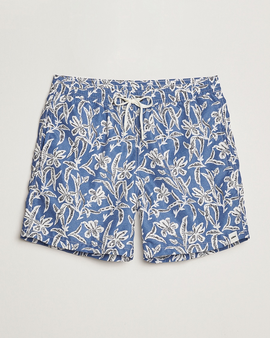 Herr | Snörade Badbyxor | Altea | Printed Swim Shorts Blue