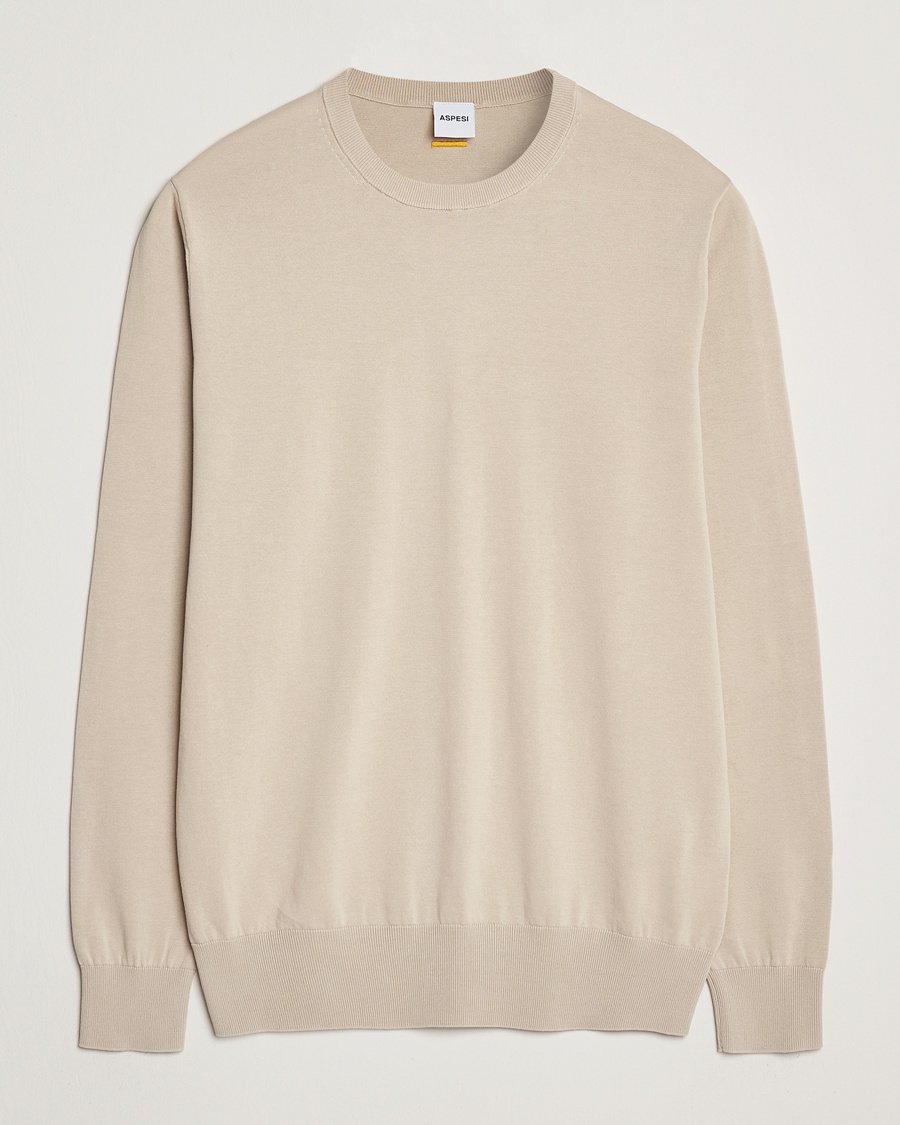Herr | Tröjor | Aspesi | Rib Cotton Crew Neck Beige