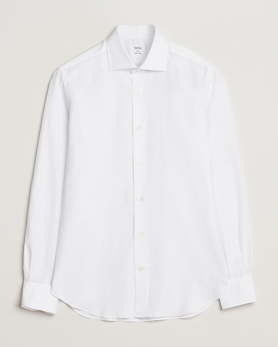 Herr | Linneskjortor | Mazzarelli | Soft Linen Cut Away Shirt White