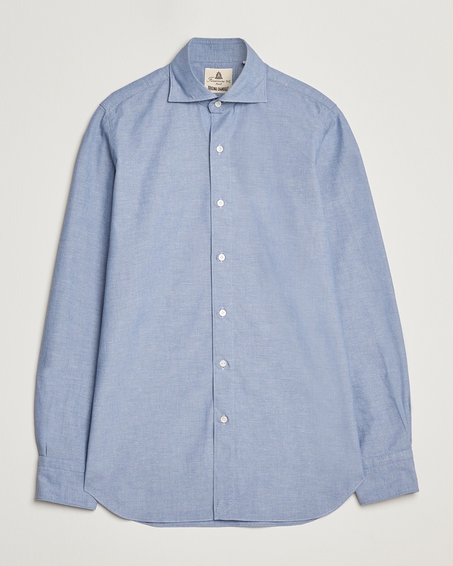 Herr | Lojalitetserbjudande | Finamore Napoli | Gaeta Chambray Shirt Blue