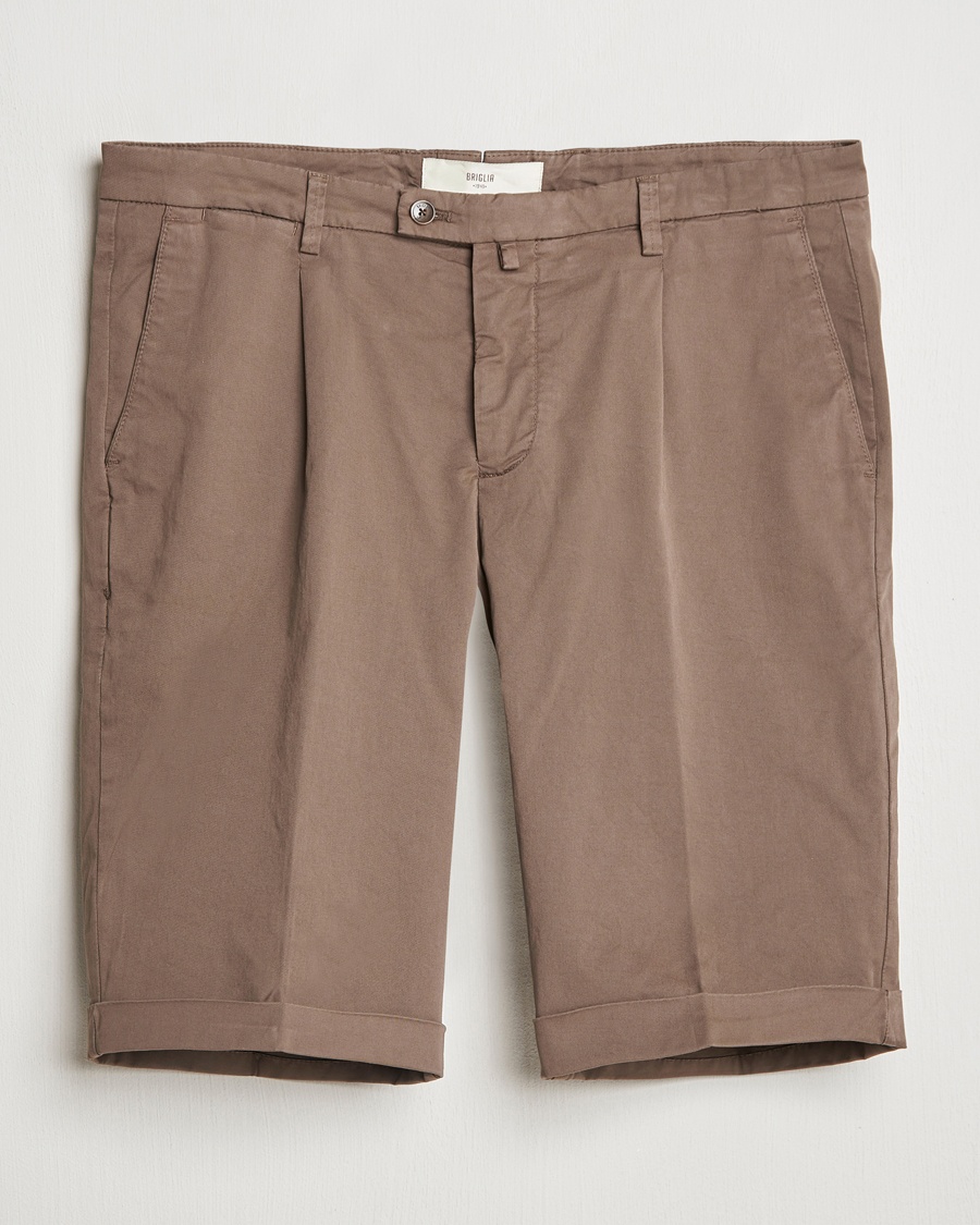Herr | Chinosshorts | Briglia 1949 | Pleated Cotton Shorts Brown