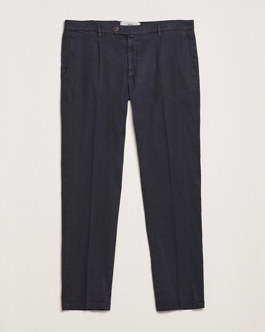 Herr | Linnebyxor | Briglia 1949 | Pleated Linen Trousers Navy