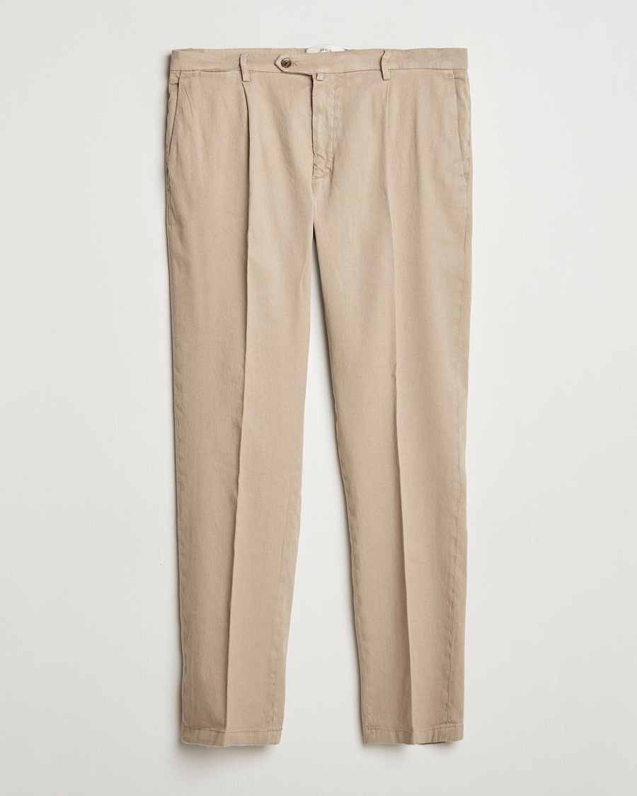 Herr | Linnebyxor | Briglia 1949 | Pleated Linen Trousers Taupe