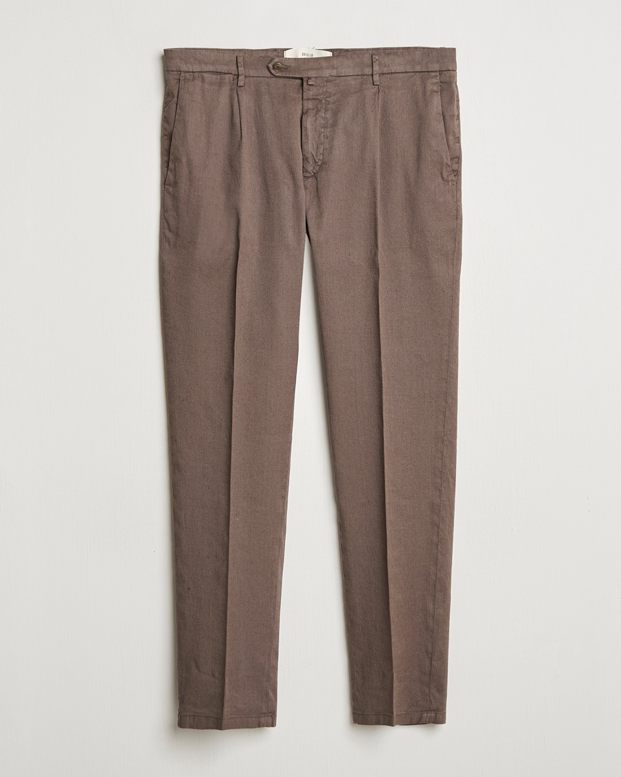 Herr | Linnebyxor | Briglia 1949 | Pleated Linen Trousers Brown