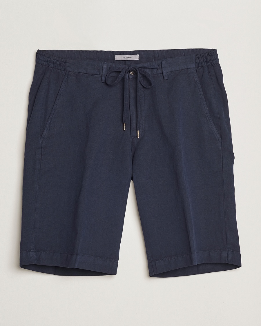 Herr | Linneshorts | Briglia 1949 | Linen/Cotton Drawstring Shorts Navy