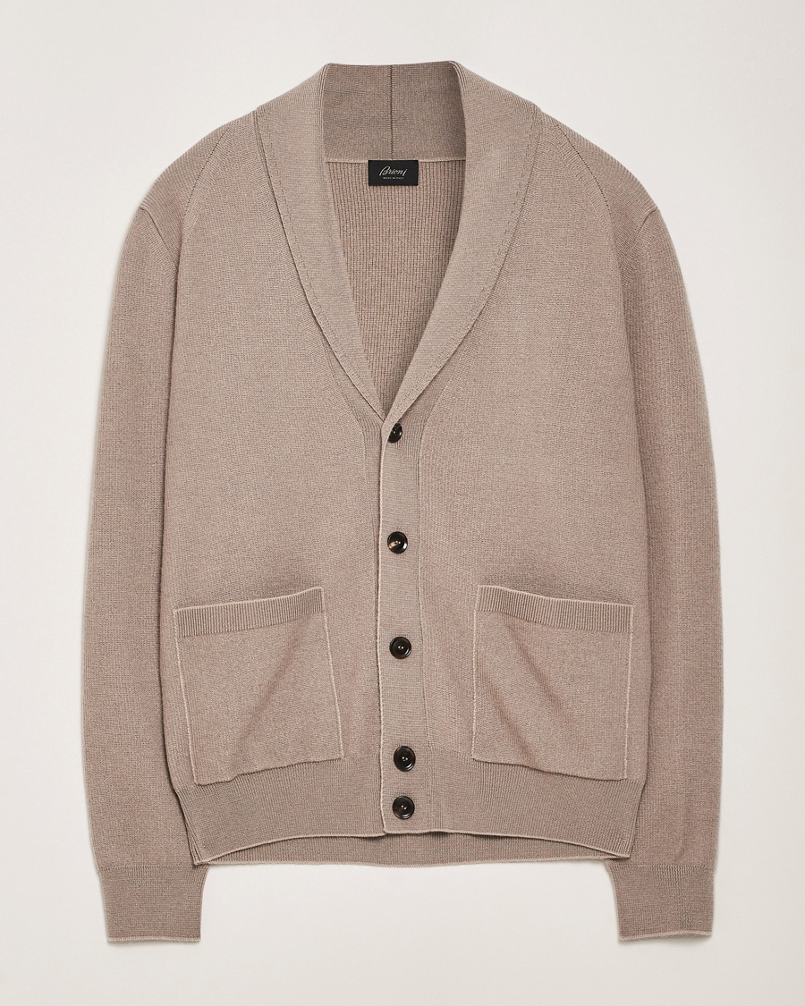 Herr | Tröjor | Brioni | Cashmere/Cotton Shawl Cardigan Beige