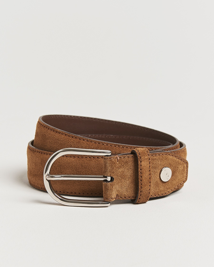 Herr | Luxury Classics | Brioni | Rounded Buckle Belt Brown Suede