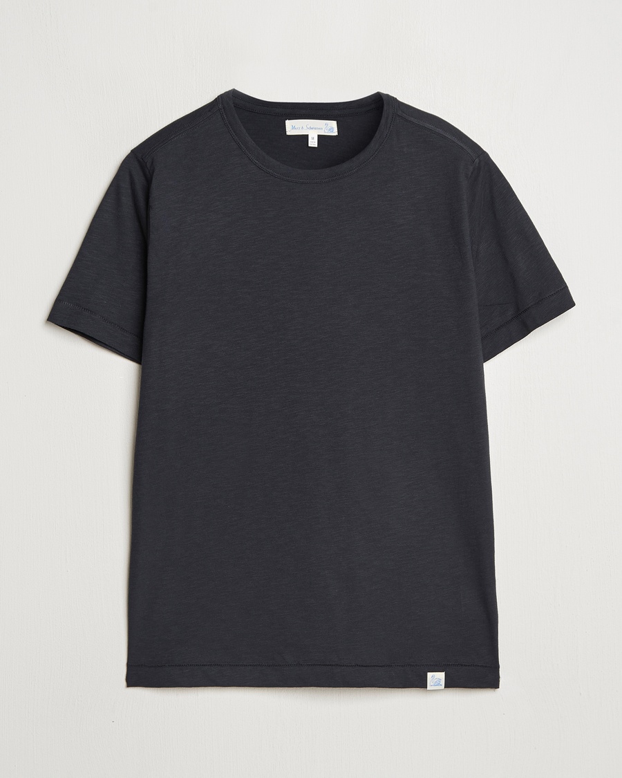 Herr | Heritage Corner | Merz b. Schwanen | Organic Pima Cotton Slub Crew Neck T-Shirt Black