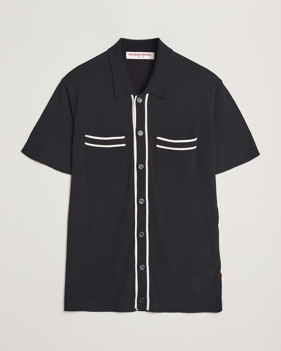 Herr | Orlebar Brown | Orlebar Brown | Keeling Silk/Cotton Knitted Shirt Black/White Sand