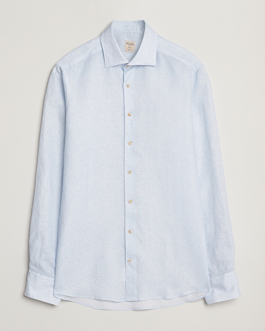 Herr | Linneskjortor | Stenströms | Slimline Linen/Lycell Shirt Blue