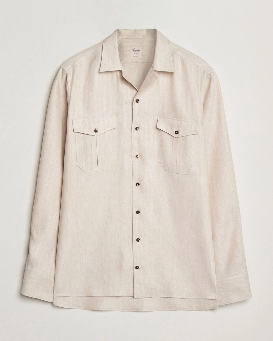 Herr | Overshirts | Stenströms | Cotton/Lyocel Herringbone Overshirt Beige