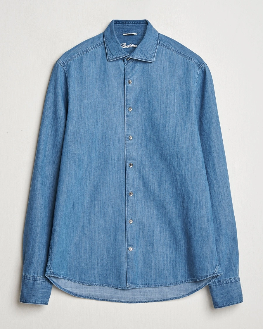 Herr | Casual | Stenströms | Slimline Denim Shirt Blue