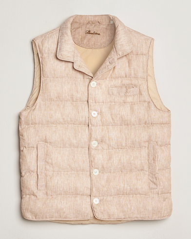 Herr | Business & Beyond - Formal | Stenströms | Linen Padded Button Vest Beige