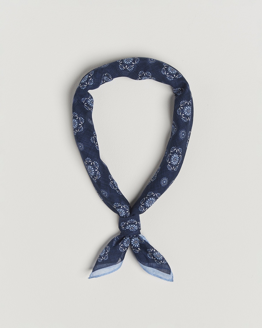 Herr | Scarves | Stenströms | Printed Cotton Bandana Navy