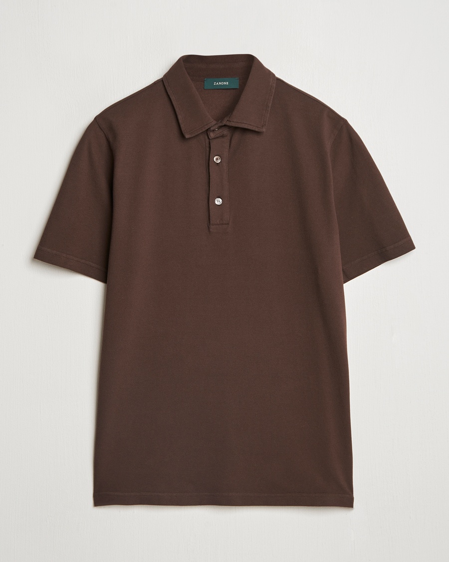 Herr | Tillfälligt säsongserbjudande | Zanone | Soft Cotton Piquet Polo Dark Brown