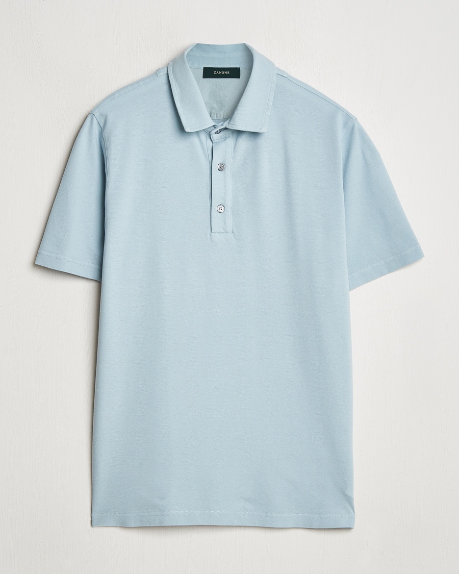 Herr | Tillfälligt säsongserbjudande | Zanone | Soft Cotton Piquet Polo Light Blue